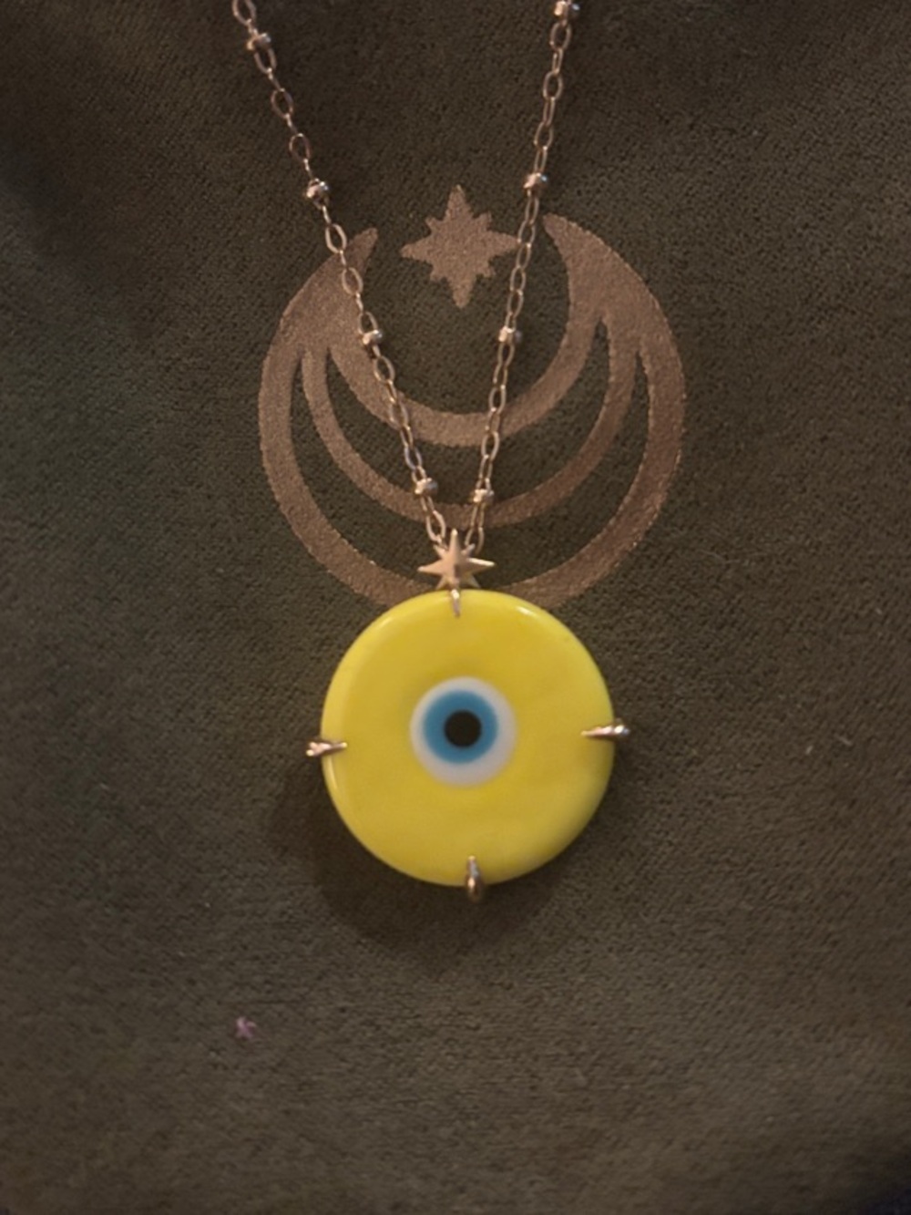 Jane Win Yellow Evil Eye Pendant set in 10k yellow gold